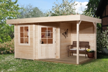 Weka Designhaus 213 A+ inkl. 150 cm Anbau und extra hoher Tür - 28 mm Grösse 1
