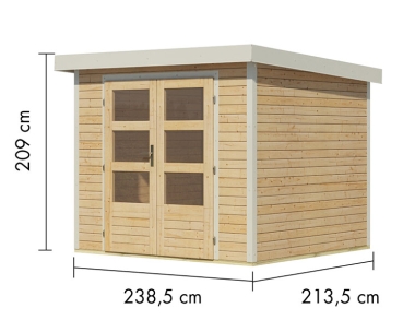 Karibu Hybrid-Gartenhaus Jupiter 3 A - 19mm Elementhaus - Geräteschuppen - Pultdach - natur/weiss