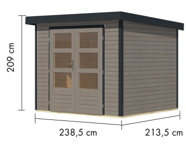 Karibu Hybrid-Gartenhaus Jupiter 3 D - 19mm Elementhaus - Geräteschuppen - Pultdach - wassergrau/anthrazit