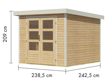 Karibu Hybrid-Gartenhaus Jupiter 3,5 A - 19mm Elementhaus - Geräteschuppen - Pultdach - natur/weiss