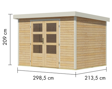 Preview: Karibu Hybrid-Gartenhaus Jupiter 4 A - 19mm Elementhaus - Geräteschuppen - Pultdach - natur/weiss