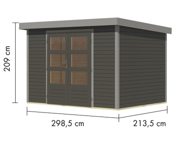 Preview: Karibu Hybrid-Gartenhaus Jupiter 4 B - 19mm Elementhaus - Geräteschuppen - Pultdach - terragrau/grau