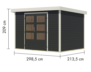 Karibu Hybrid-Gartenhaus Jupiter 4 C - 19mm Elementhaus - Geräteschuppen - Pultdach - anthrazit/weiss