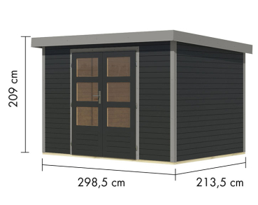 Karibu Hybrid-Gartenhaus Jupiter 4 C - 19mm Elementhaus - Geräteschuppen - Pultdach - anthrazit/grau