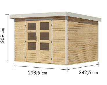 Karibu Hybrid-Gartenhaus Jupiter 5 A - 19mm Elementhaus - Geräteschuppen - Pultdach - natur/weiss