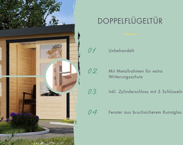 Karibu Hybrid-Gartenhaus Merkur B - 19mm Elementhaus - 2-Raum-Gartenhaus - Pultdach - terragrau/anthrazit