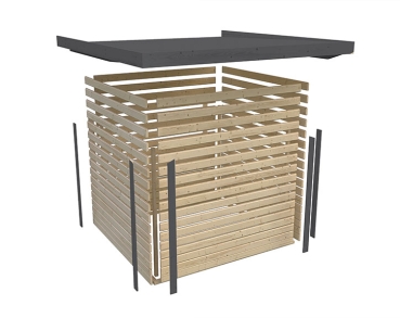 Preview: Karibu Hybrid-Gartenhaus Jupiter 5 D + 2,4m Anbaudach - 19mm Elementhaus - Geräteschuppen - Pultdach - wassergrau/weiss Preview: Karibu Hybrid-Gartenhaus Jupiter 5 D + 2,4m Anbaudach - 19mm Elementhaus - Geräteschuppen - Pultdach - wassergrau/weiss