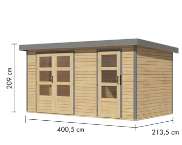 Preview: Karibu Hybrid-Gartenhaus Merkur A - 19mm Elementhaus - 2-Raum-Gartenhaus - Pultdach - natur/grau Preview: Karibu Hybrid-Gartenhaus Merkur A - 19mm Elementhaus - 2-Raum-Gartenhaus - Pultdach - natur/grau