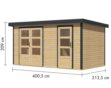 Preview: Karibu Hybrid-Gartenhaus Merkur A - 19mm Elementhaus - 2-Raum-Gartenhaus - Pultdach - natur/anthrazit Preview: Karibu Hybrid-Gartenhaus Merkur A - 19mm Elementhaus - 2-Raum-Gartenhaus - Pultdach - natur/anthrazit