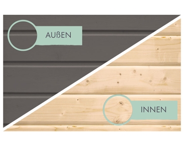 Preview: Karibu Hybrid-Gartenhaus Merkur B - 19mm Elementhaus - 2-Raum-Gartenhaus - Pultdach - terragrau/weiss Preview: Karibu Hybrid-Gartenhaus Merkur B - 19mm Elementhaus - 2-Raum-Gartenhaus - Pultdach - terragrau/weiss