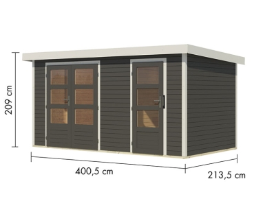 Preview: Karibu Hybrid-Gartenhaus Merkur B - 19mm Elementhaus - 2-Raum-Gartenhaus - Pultdach - terragrau/weiss Preview: Karibu Hybrid-Gartenhaus Merkur B - 19mm Elementhaus - 2-Raum-Gartenhaus - Pultdach - terragrau/weiss