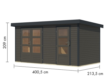 Preview: Karibu Hybrid-Gartenhaus Merkur B - 19mm Elementhaus - 2-Raum-Gartenhaus - Pultdach - terragrau/anthrazit Preview: Karibu Hybrid-Gartenhaus Merkur B - 19mm Elementhaus - 2-Raum-Gartenhaus - Pultdach - terragrau/anthrazit