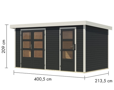 Preview: Karibu Hybrid-Gartenhaus Merkur C - 19mm Elementhaus - 2-Raum-Gartenhaus - Pultdach - anthrazit/weiss Preview: Karibu Hybrid-Gartenhaus Merkur C - 19mm Elementhaus - 2-Raum-Gartenhaus - Pultdach - anthrazit/weiss