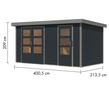 Preview: Karibu Hybrid-Gartenhaus Merkur C - 19mm Elementhaus - 2-Raum-Gartenhaus - Pultdach - anthrazit/grau Preview: Karibu Hybrid-Gartenhaus Merkur C - 19mm Elementhaus - 2-Raum-Gartenhaus - Pultdach - anthrazit/grau