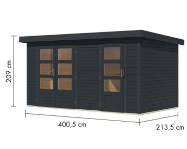 Preview: Karibu Hybrid-Gartenhaus Merkur C - 19mm Elementhaus - 2-Raum-Gartenhaus - Pultdach - anthrazit/anthrazit Preview: Karibu Hybrid-Gartenhaus Merkur C - 19mm Elementhaus - 2-Raum-Gartenhaus - Pultdach - anthrazit/anthrazit