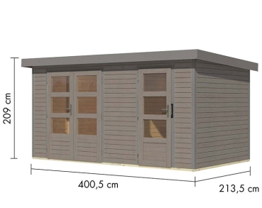 Preview: Karibu Hybrid-Gartenhaus Merkur D - 19mm Elementhaus - 2-Raum-Gartenhaus - Pultdach - wassergrau/grau Preview: Karibu Hybrid-Gartenhaus Merkur D - 19mm Elementhaus - 2-Raum-Gartenhaus - Pultdach - wassergrau/grau