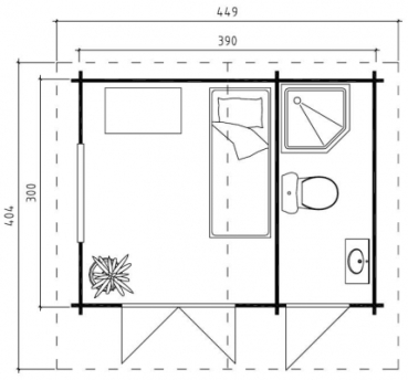 Lasita MajaGartenhaus BORKUM 2; 410x320 cm; 40 mm Doppelnut; 2 Räume; inkl. Boden