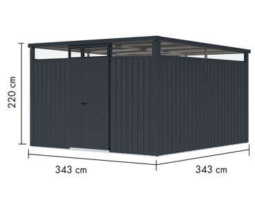 Preview: Karibu Metall-Gartenhaus Østen 3,5 - Elementhaus - Geräteschuppen - Pultdach - anthrazit Preview: Karibu Metall-Gartenhaus Østen 3,5 - Elementhaus - Geräteschuppen - Pultdach - anthrazit