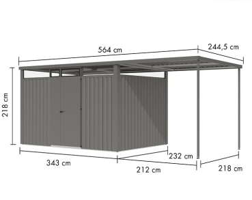 Preview: Karibu Metall-Gartenhaus Østen 3 + 2,25 Anbaudach - Elementhaus - Geräteschuppen - Pultdach - grau Preview: Karibu Metall-Gartenhaus Østen 3 + 2,25 Anbaudach - Elementhaus - Geräteschuppen - Pultdach - grau