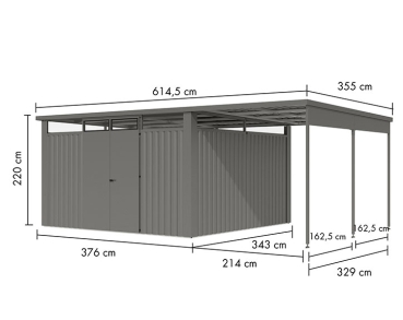 Preview: Karibu Metall-Gartenhaus Østen 4 + 2,25 Anbaudach - Elementhaus - Geräteschuppen - Pultdach – grau Preview: Karibu Metall-Gartenhaus Østen 4 + 2,25 Anbaudach - Elementhaus - Geräteschuppen - Pultdach – grau