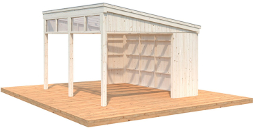 Palmako Pavillon Nova 13,0 m² Kit Natur Unbehandelt 502 cm x 396 cm