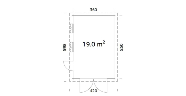Preview: Palmako Garage Rasmus 19,0 m² mit Holztor 44 mm naturbelassen
