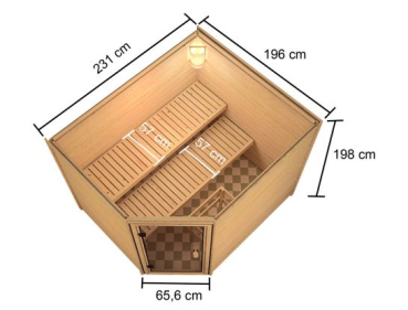 Woodfeeling 38mm Massivholzsauna LISA (Eckeinstieg) NEU