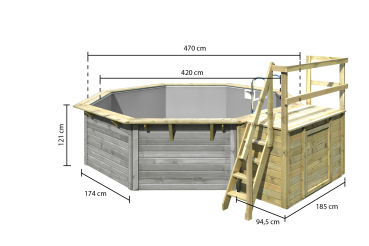 Preview: Karibu Pool Modell X2 mit Terrasse in wassergrau