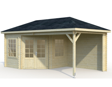 Palmako Pavillon Melanie 7,0+8,1 m² in 28mm naturbelassen