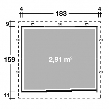 Metallgerätehaus Yuna 1815 in rauchgrau, Komplettset - Kopie
