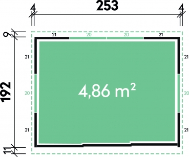 Preview: Metallgerätehaus Narja 2519, Komplettset - Kopie