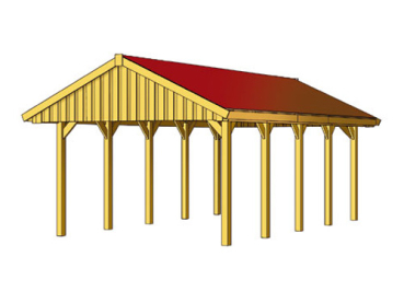 Preview: Satteldach-Einzel-Carport ca. B:430 x T:750cm mit Dachschalung