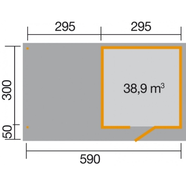 Weka Gartenhaus Designhaus wekaLine 172 B mit Anbau (295 cm) Gr. 3