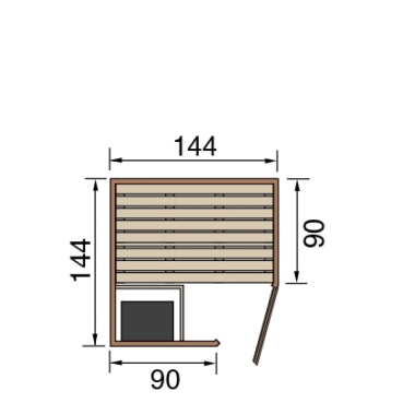 Weka Sauna Kiruna 1 mit Glastür und Eckeinstieg 230 V - 68 mm inkl. Saunaofen