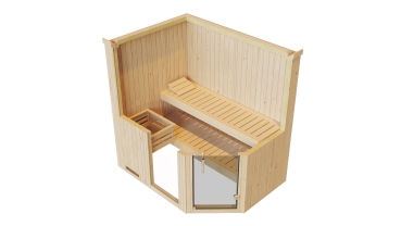 Weka Elementsauna Varberg 1 Trend mit Eckeinstieg & weiss lasierten Fronten - 68 mm