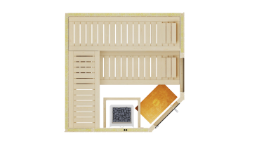 Weka Elementsauna Varberg 3 Trend Familiensauna mit Eckeinstieg & weiss lasierten Fronten - 68 mm