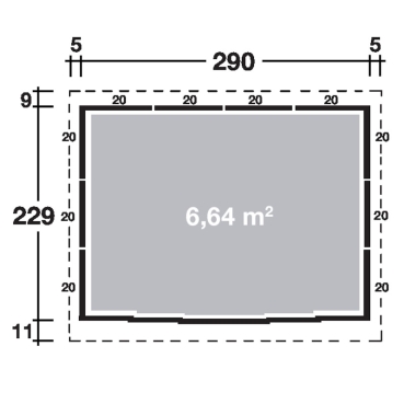 Preview: Metallgerätehaus ODINA 2923 Set mit Fussboden und Regalset