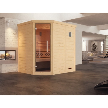Weka Premium Massivholz-Elementsauna Kemi Eck Sparset 45 mm