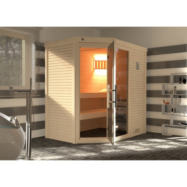 Weka Premium Massivholzsauna Cubilis 1 mit Glastür+Fenster inkl. Montageservice und Lieferung