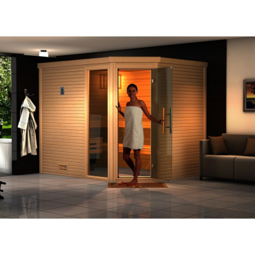 Weka Premium Massivholzsauna Cubilis 3 mit Glastür+Fenster inkl. Montageservice+Lieferung