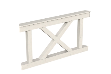 Preview: Brüstung Andreaskreuz 150 x 84 cm, Fichte, verschiedene Farben