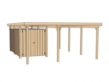 Preview: Weka EinzelCarport 607 Gr.2 inkl. XL-Geräteraum