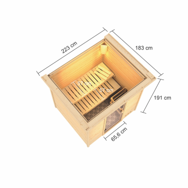 Woodfeeling Sauna Adelina - 38 mm Massivholz Aktionssauna