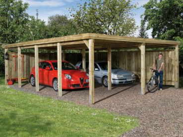 Preview: Weka Flachdach Doppel-Carport 618 in drei Grössen