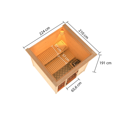 Woodfeeling Sauna Jutta - 38 mm Massivholz Aktionssauna