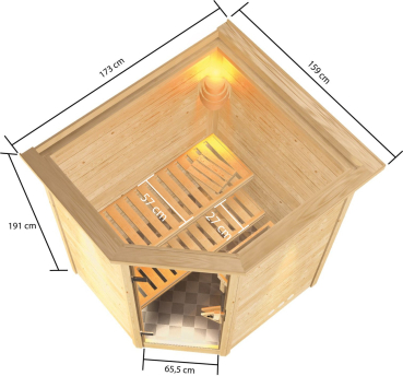 Woodfeeling Sauna Antonia - 38 mm Massivholz Aktionssauna