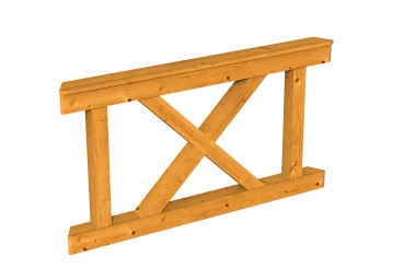 Preview: Brüstung Andreaskreuz 150 x 84 cm, Fichte, 4 Farben und Natur