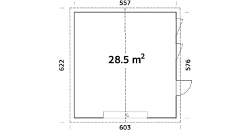 Preview: Palmako Holzgarage Andre mit Sektionaltor 28,5 qm 557 cm x 576 cm