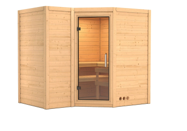 KARIBU SAHIB 2 Massivholzsauna Eckeinstieg40mm