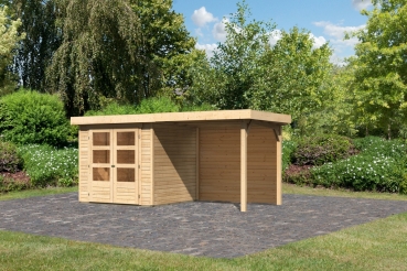 Gartenhaus Askola 2  mit 240cm Anbaudach + Rückwand